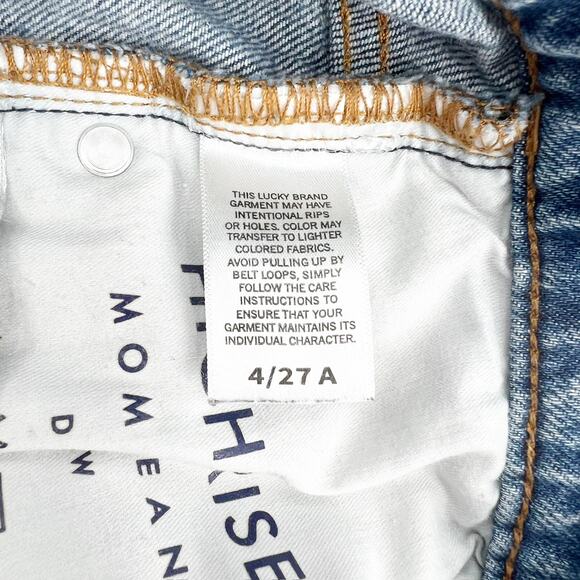 Lucky Brand Blue Denim Distressed High Waist Mom Jeans 27 - Picture 4 of 5